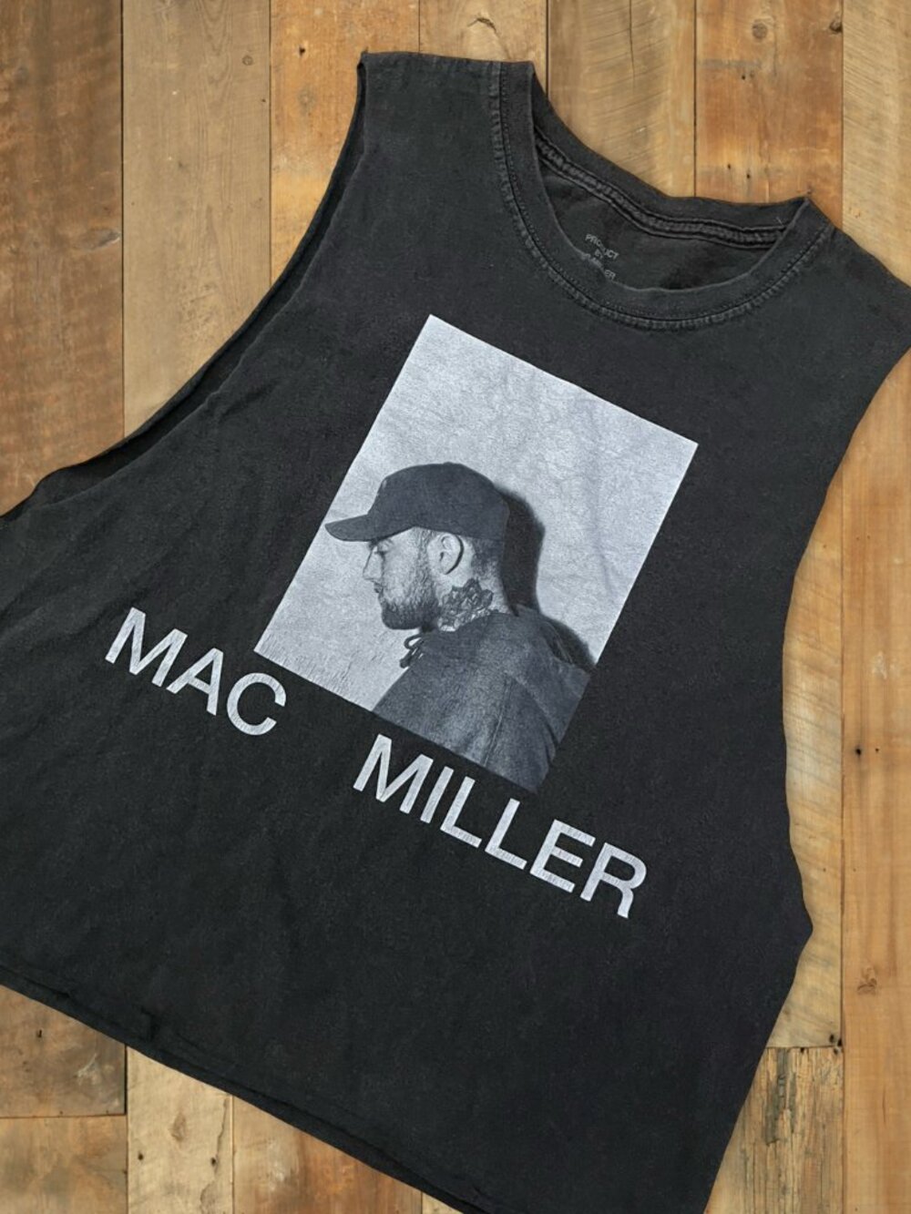 Mac Miller Muscle Shirt Cut Sleeveless Graphic Tee Faded Carcoal Tagged Small